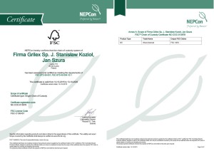 Firma Grilex Sp. J. Stanisław Kozioł, Jan Szura FSC COC Certificate 2015